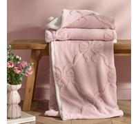 Catherine Lansfield Carved Bow Cosy Fleece 130x170cm Blanket Throw Pink