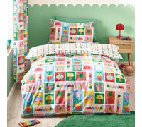 Catherine Lansfield Kids Curious Caterpillar Reversible Single Duvet Cover Set with Pillowcase Bright
