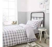 Catherine Lansfield Check and Stripe Grey Duvet Cover Set 240x220+60x70(2)