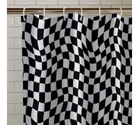 Catherine Lansfield Checkerboard 180 x 180 cm Shower Curtain Panel Black White