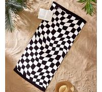 Catherine Lansfield Checkerboard 76x160cm Cotton Beach Towel Black White
