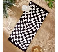 Catherine Lansfield Checkerboard Cotton Beach Towel - Black / White