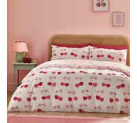 Catherine Lansfield Cherries and Bows Reversible Duvet Cover Set Pink - King - Pink