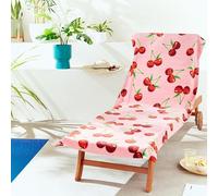 Catherine Lansfield Cherries Cotton 78x200cm Beach Sun Lounger Towel Pink