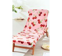 Catherine Lansfield Cherries Cotton Beach Sun Lounger Towel in Pink Catherine Lansfield Pink
