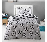 Catherine Lansfield Childrens Brushed Football Stars Double Duvet Set Grey