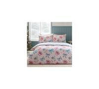 Catherine Lansfield Christmas Bows And Bells Reversible King Duvet Cover Set with Pillowcases Pink