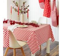 Catherine Lansfield Christmas Candy Cane Cotton 137X229 Cm Table Cloth White Red