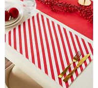 Catherine Lansfield Christmas Candy Cane Cotton 30X46 Cm Dining Placemat 4 Pack White Red