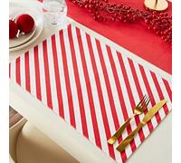Catherine Lansfield Christmas Candy Cane Cotton 30x46 cm Dining Placemat 4 Pack White Red