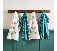 Catherine Lansfield Christmas Candy Cane Cotton 50X75 Cm Kitchen Tea Towel Pack