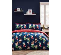 Catherine Lansfield 'christmas Elves' Cotton Rich Duvet Cover Set In Navy Navy Double