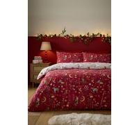 Catherine Lansfield 'Christmas Enchanted Twilight' Reversible Duvet Cover Set in Red | Size: Single Catherine Lansfield Red Single