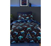 Catherine Lansfield 'Christmas Gamer' So Soft Reversible Duvet Cover Set in Navy | Size: Double Catherine Lansfield Navy Double