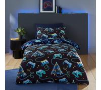 Catherine Lansfield Christmas Gamer So Soft Reversible Single Duvet Cover Set with Pillowcase Navy Blue