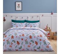 Catherine Lansfield Christmas Gingerbread Soft Microfibre Reversible King Duvet Cover Set With Pillowcases Blue