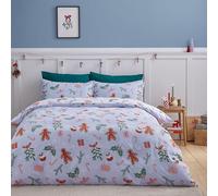 Catherine Lansfield Christmas Gingerbread Soft Microfibre Reversible Single Duvet Cover Set with Pillowcase Blue