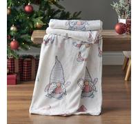 Catherine Lansfield Christmas Gnomes Fleece Cosy Blanket Throw Pink