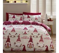 Catherine Lansfield Christmas Gonks Reversible Single Duvet Cover Set Plum