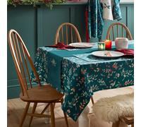 Catherine Lansfield Christmas Holly and Mistletoe Cotton 137x229 cm Table Cloth Green