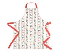 Catherine Lansfield Christmas Holly Stripe 70x80cm Kitchen Adult Apron Cream/Red