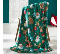 Catherine Lansfield Christmas Icons Cosy Fleece 130x170cm Blanket Throw Green