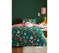 Catherine Lansfield Christmas Icons So Soft Reversible Double Duvet Cover Set with Pillowcases Green