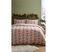 Catherine Lansfield Christmas Nutcracker Bows Reversible Single Duvet Cover Set With Pillowcase Natural