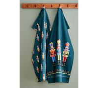 Catherine Lansfield 'Christmas Nutcracker' Cotton Kitchen Tea Towel Pack of 4 in Green | Size: 4 Pack Catherine Lansfield Green 4 Pack