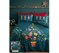 Catherine Lansfield Christmas Nutcracker Reversible Duvet Set in Green, Size Double, Polyester/Cotton | Charlies