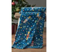 Catherine Lansfield Christmas Nutcracker Fleece Cosy 130x170 cm Blanket Throw Green