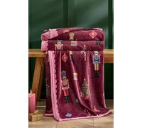 Catherine Lansfield Christmas Nutcracker Fleece Cosy 130X170Cm Blanket Throw Plum