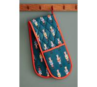 Catherine Lansfield Kitchen Christmas Nutcracker Cotton Double Oven Glove Green