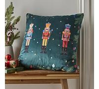 Catherine Lansfield Christmas Nutcracker Light Up Cushion in Green, Polyester | Charlies