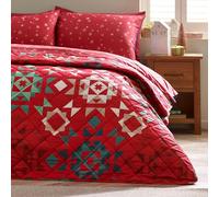 Catherine Lansfield Christmas Patchwork 220x230cm Quilted Bedspread Red