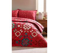 Catherine Lansfield Christmas Patchwork 220x230cm Quilted Bedspread Red