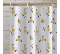 Catherine Lansfield Christmas Quacker Shower Curtain in White, Polyester | Charlies