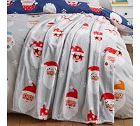 Catherine Lansfield Christmas Santa Spec-Tacular Cosy Fleece 130x170cm Blanket Throw Grey