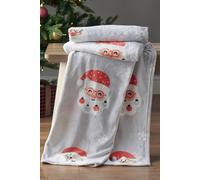 Catherine Lansfield 'christmas Santa Spec-Tacular' Cosy Fleece Blanket Throw In Grey Grey 130cm x 170cm