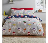 Catherine Lansfield Christmas Santa Spec-Tacular Grey Duvet Cover Set Double Bedding Set
