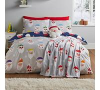 Catherine Lansfield Christmas Santa Spec-Tacular Reversible Double Duvet Cover Set with Pillowcase Grey
