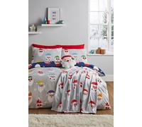 'Christmas Santa Spec-Tacular' Reversible Duvet Cover Set Catherine Lansfield Grey Double