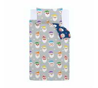 Catherine Lansfield Christmas Santa Spec-Tacular Reversible Double Duvet Cover Set with Pillowcase Grey