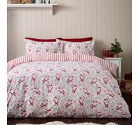 Catherine Lansfield Christmas Santas Reversible Double Duvet Cover Set Red
