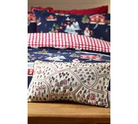 Catherine Lansfield Christmas Ski Village Embroidered 30x50cm Cushion Natural