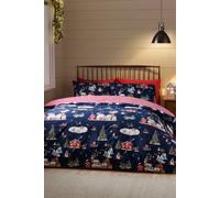 Catherine Lansfield 'christmas Ski Village' Reversible Duvet Cover Set In Blue Blue Double