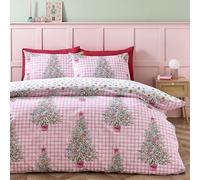 Catherine Lansfield Christmas Sweets and Treats Reversible Single Duvet Cover Set with Pillowcase Pink