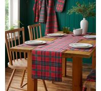 Catherine Lansfield Christmas Tartan Check Cotton Reversible 32X220Cm Dining Table Runner Red / Green
