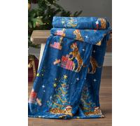 Catherine Lansfield 'christmas Tiger' Cosy Fleece Blanket Throw In Navy Navy 130cm x 170cm