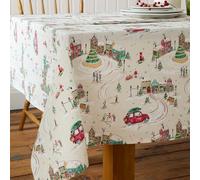 Catherine Lansfield Christmas Town Cotton 137x178cm Table Cloth Natural